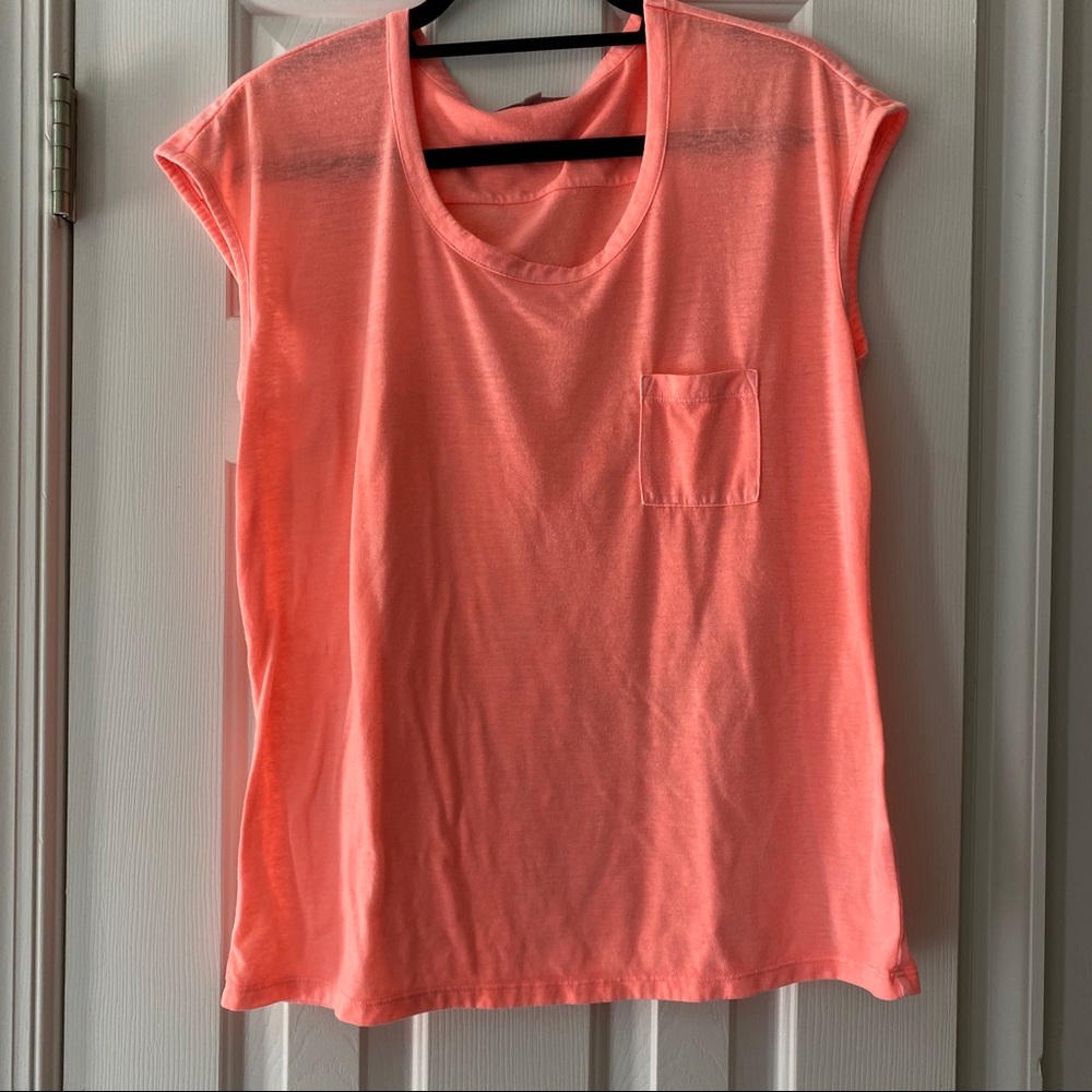 Neon Coral Pocket Tee